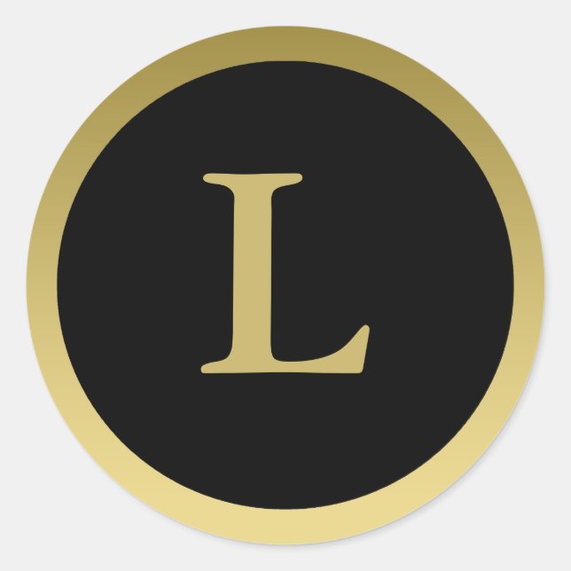L :: Monogram L Elegant Gold and Black Stickers (Front)