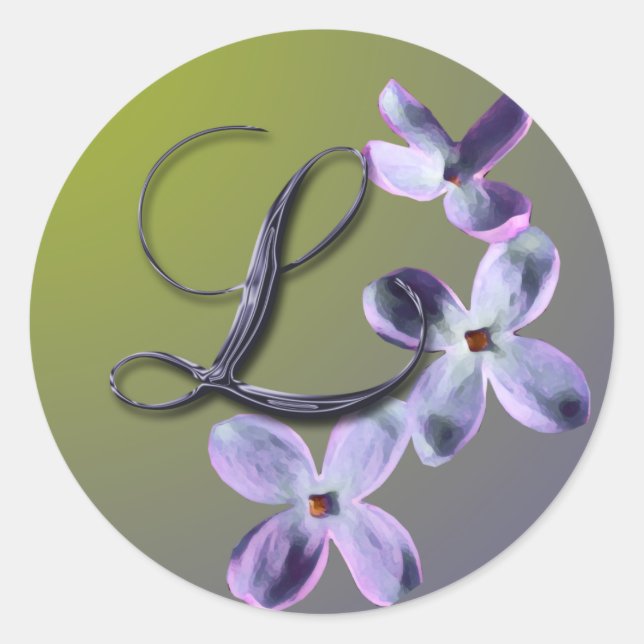 L Monogram Lilac Envelope Seal Sticker (Front)