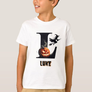 L Monogram Trick or Treat Cute Halloween T-Shirt