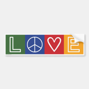L-O-V-E - Heart and Peace Sign Bumper Sticker