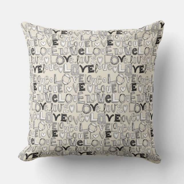 l o v e LOVE ivory white Cushion (Front)