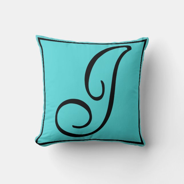 L PILLOW- The Letter L on Aqua Background Cushion (Front)
