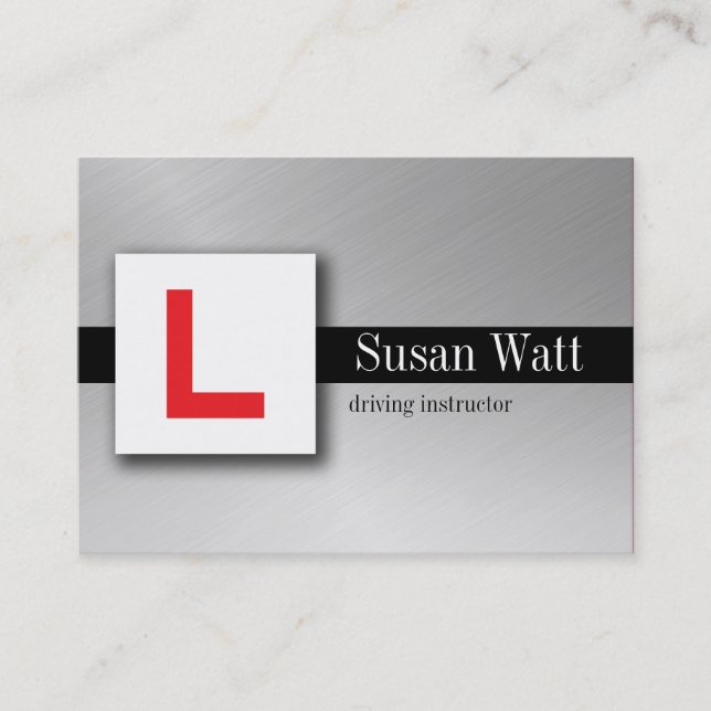 L Plate black Driving Instructor Business Card (Front)
