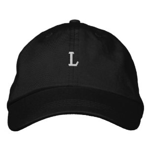 L Printed text Monogram Initial Embroidered Hat