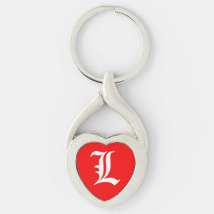 "L" Red Heart Keychain