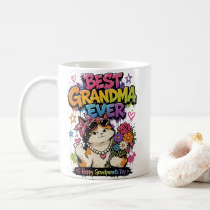 L&S Best Grandma Ever Cat Happy Grandparents Coffee Mug