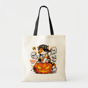 L&S Hip Hop Calico Cat Halloween Tote Bag