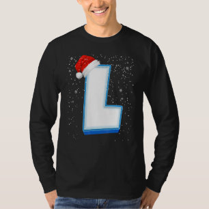 L Snowy Capital Christmas Monogram Alphabet Letter T-Shirt