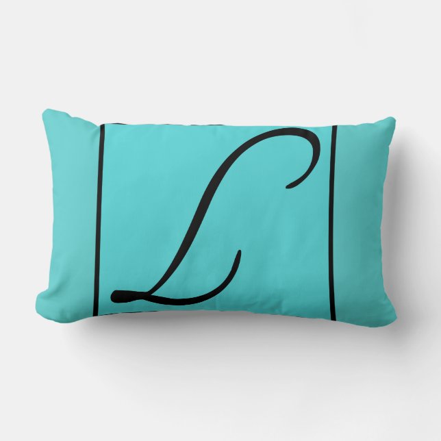 L - The Letter L on Turquoise Background Lumbar Cushion (Front)
