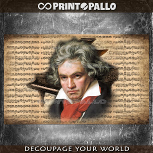 L. Van Beethoven The Composer with music and piano Tissue Paper