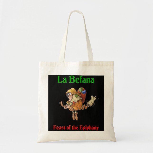 La Befana Feast of the Epiphany Raglan Baseball Te Tote Bag (Front)