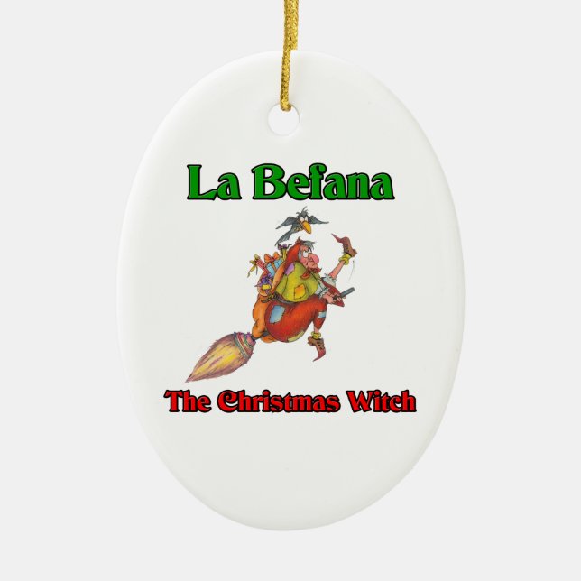 La Befana The Christmas Witch.. Ceramic Tree Decoration (Front)