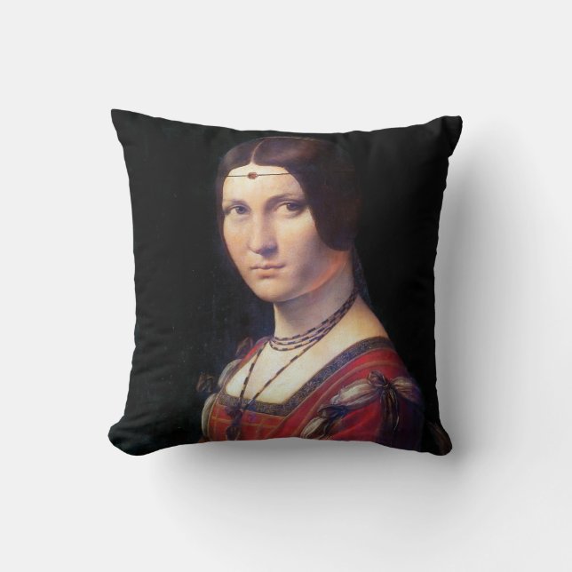 La Belle Ferronniere, Leonardo da Vinci Cushion (Front)