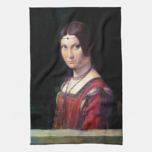 La Belle Ferronniere, Leonardo da Vinci Tea Towel