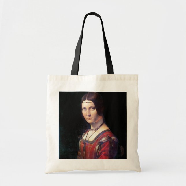 La Belle Ferronniere, Leonardo da Vinci Tote Bag (Front)