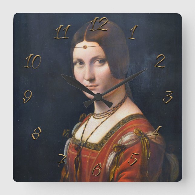 La Belle Ferronniere  Square Wall Clock (Front)