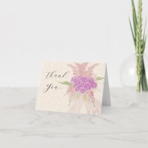 La Boca Golden Sheer bow Bouquet Thank You Card
