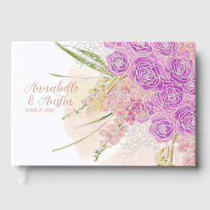 La Boca Rosa blush sheer bow and Bouquet Guest Book