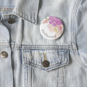 La Boca Rosa  blush sheer bow Bouquet bridesmaid  6 Cm Round Badge