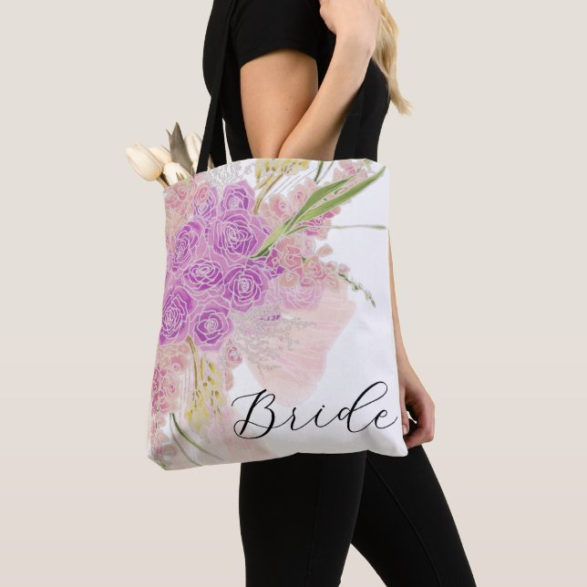 La Boca Rosa Blush Sheer bow Bouquet Tote Bag (Close Up)