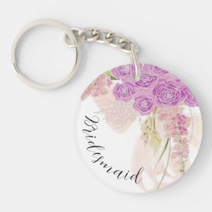 La Boca Rosa bow and Bouquet bridesmaid  Key Ring