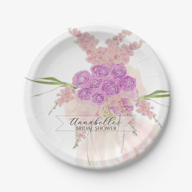 La Boca Rosa Sheer blush Bow Bouquet Paper Plate (Front)