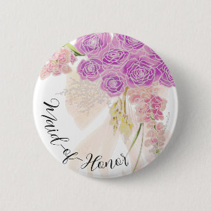 La Boca Rosa sheer bow Bouquet Maid-of-Honour  6 Cm Round Badge