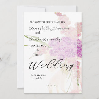 La Boca Rosa Sheer bow Bouquet Wedding Invitation