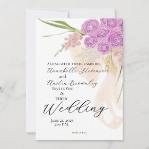 La Boca Sheer bow Bouquet Wedding  Invitation