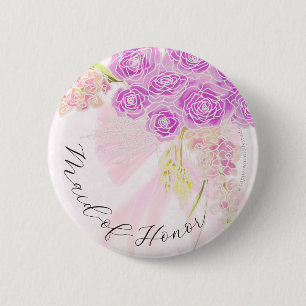 La Boca Vendretti on Pink Bouquet Maid-of-Honour  6 Cm Round Badge