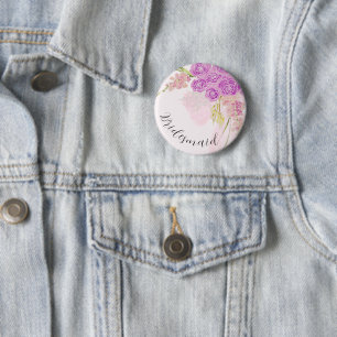 La Boca Vendretti  Pink Bow Bouquet bridesmaid  6 Cm Round Badge