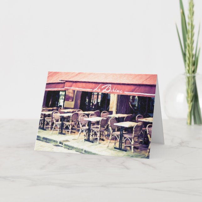 La Boheme Paris Cafe Note Card (Front)