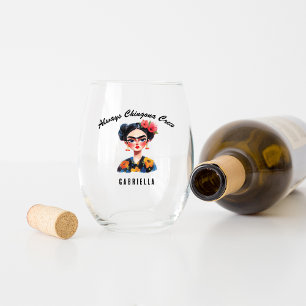 La Cabrona Jefa + Chingona Crew Bachelorette Stemless Wine Glass
