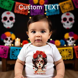 La Calavera Catarina💀 en Flores Rojas 🌹 Baby Bodysuit