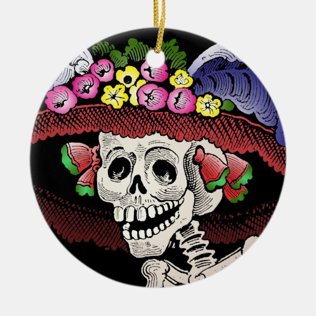 La Calavera Catrina [ornament] Ceramic Tree Decoration (Front)
