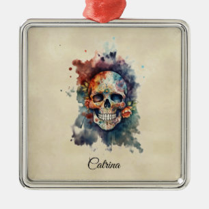 La Calavera Hermosa, custom Metal Tree Decoration