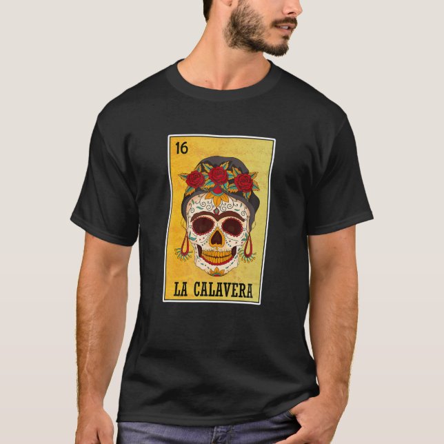 La Calavera Mexican Lottery, Sugar Girl Skull T-Shirt (Front)