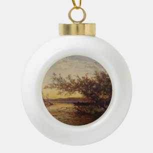 La Camargue, Coucher De Soleil – Félix Ziem Ceramic Ball Christmas Ornament