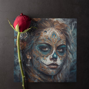 La Catrina Azul Dia de los Muertos Sugar Skull Invitation