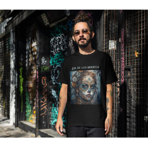 La Catrina Azul Dia de los Muertos Sugar Skull T-Shirt