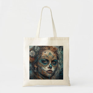 La Catrina Azul Dia de los Muertos Sugar Skull Tote Bag