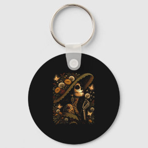 La catrina blowing dandelion sugar skull day of key ring