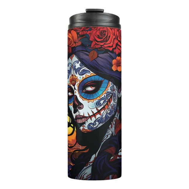 La Catrina Calavera Day of the Dead Halloween  Thermal Tumbler (Front)