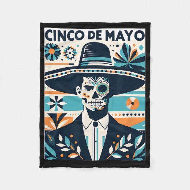 La Catrina Cinco De Mayo Men's Fiesta  Fleece Blanket (Front)