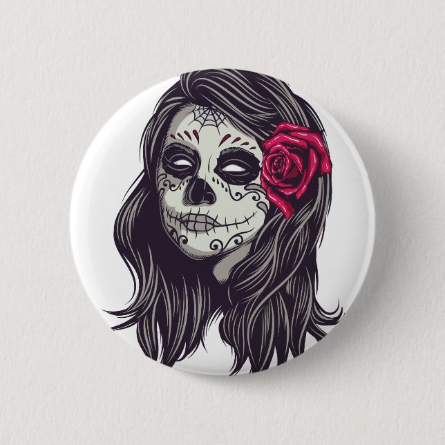 La Catrina - Dia De Los Muertos 6 Cm Round Badge (Front)