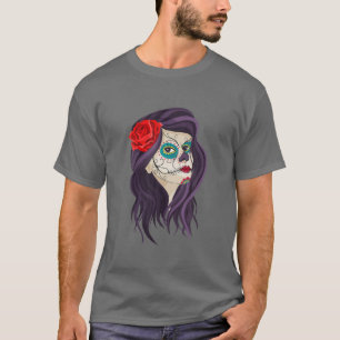 La Catrina Flower Rose Tattoo Mask Skull Mexico Da T-Shirt