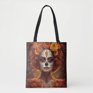 La Catrina Marigold Dia de los Muertos Sugar Skull Tote Bag