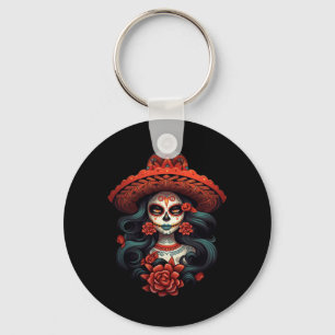 La Catrina Sugar Skull Day Of Government Agencyd Key Ring