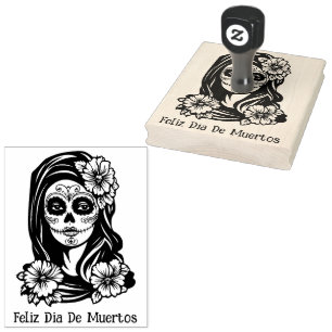 La Catrina with custom text 💀💀 Día de Muertos Rubber Stamp