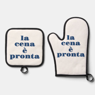 La Cena E Pronta Apron Oven Mitt & Pot Holder Set